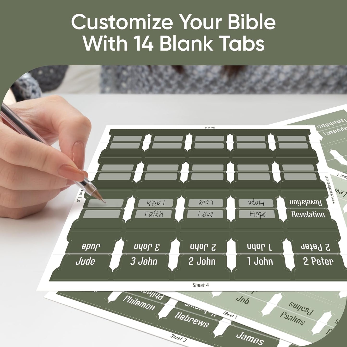 Tab & Verse – Sage Green Solid Color Bible Tabs