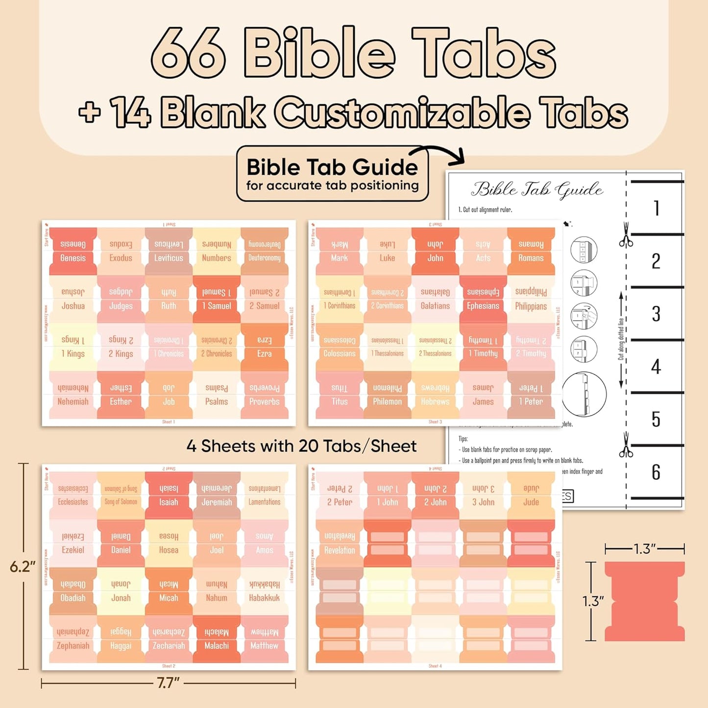Tab & Verse – Peaches & Cream Solid Color Bible Tabs
