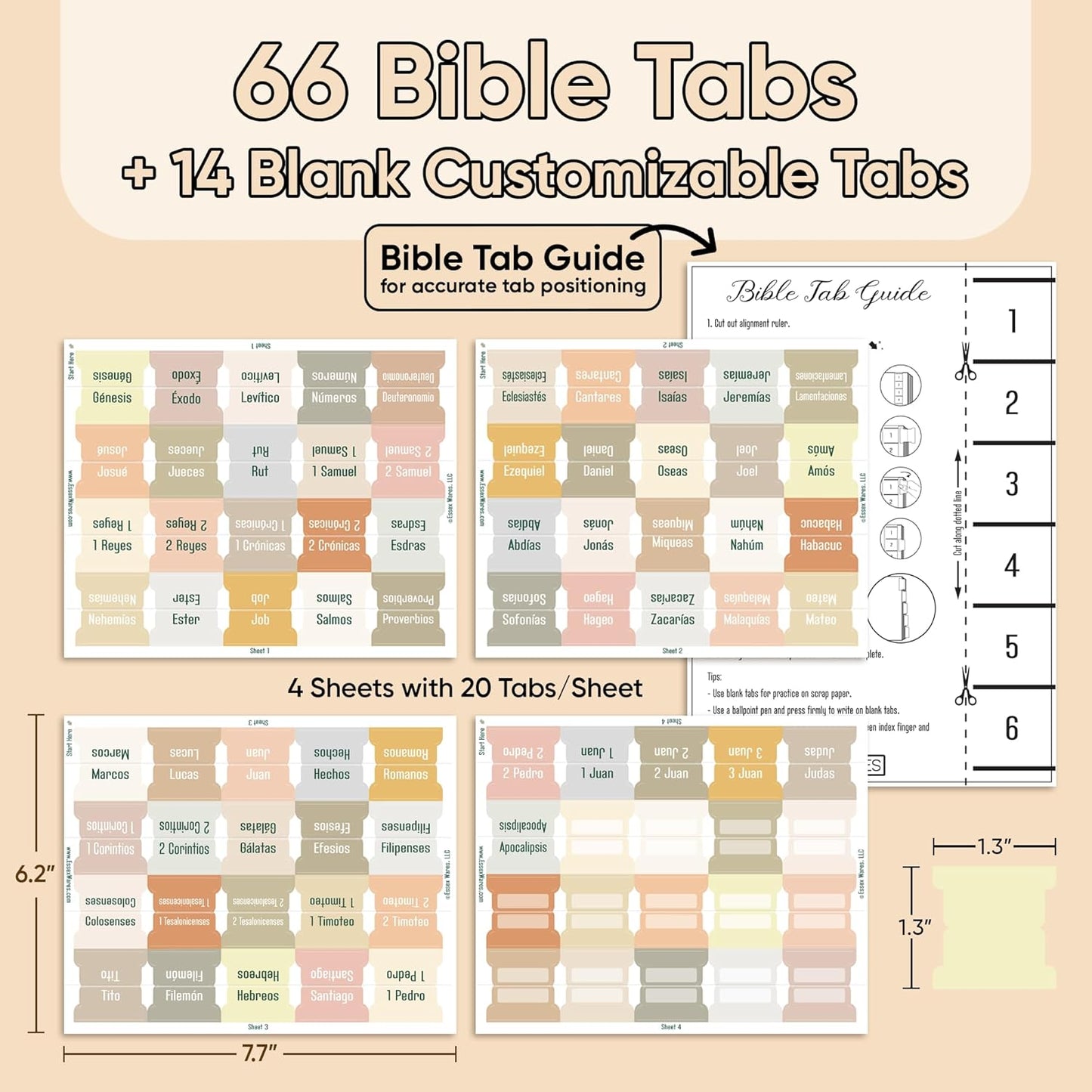 Tab & Verse – Boho Spanish (Not Catholic) Solid Color Bible Tabs