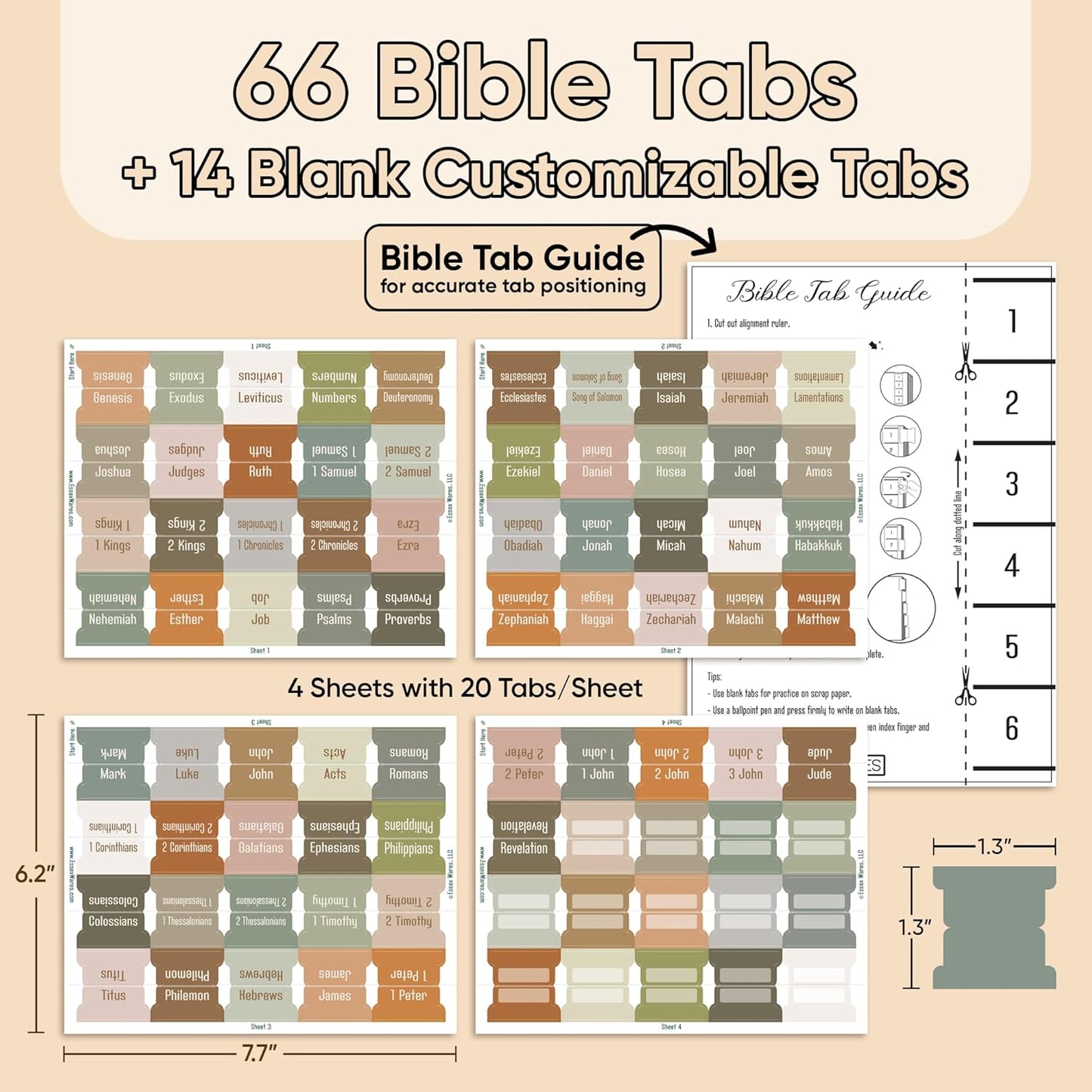 Tab & Verse – Earthy Solid Color Bible Tabs