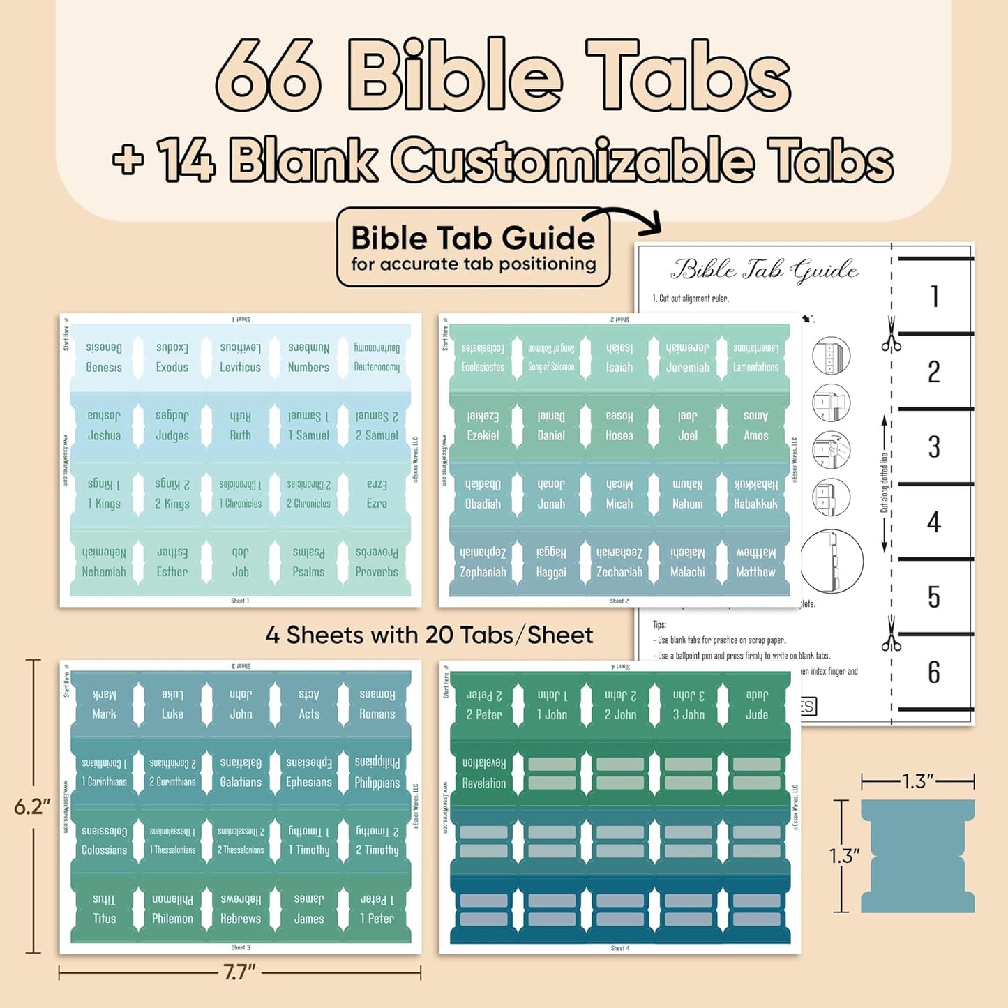 Tab & Verse – Ocean Solid Color Bible Tabs