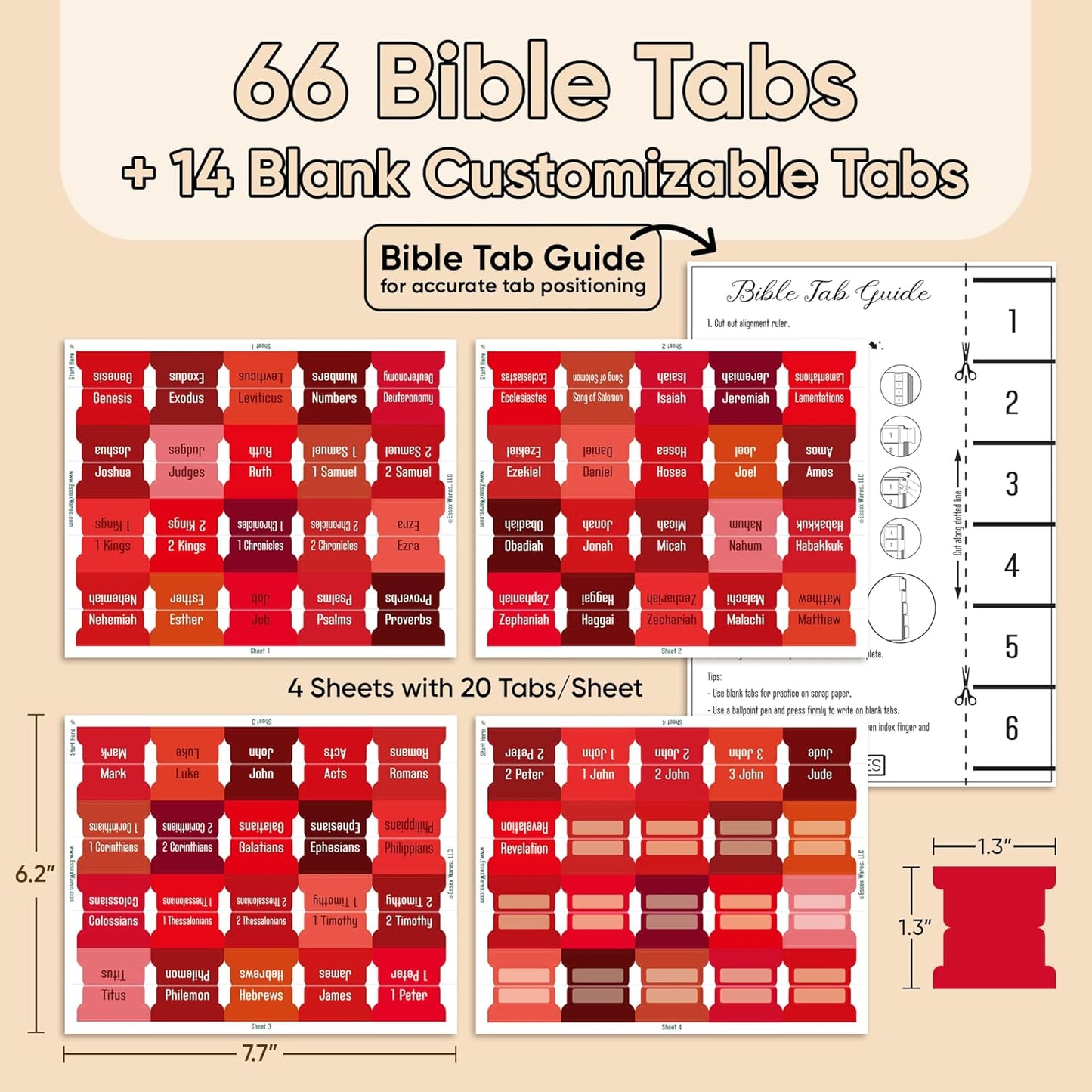 Tab & Verse – Red Solid Color Bible Tabs