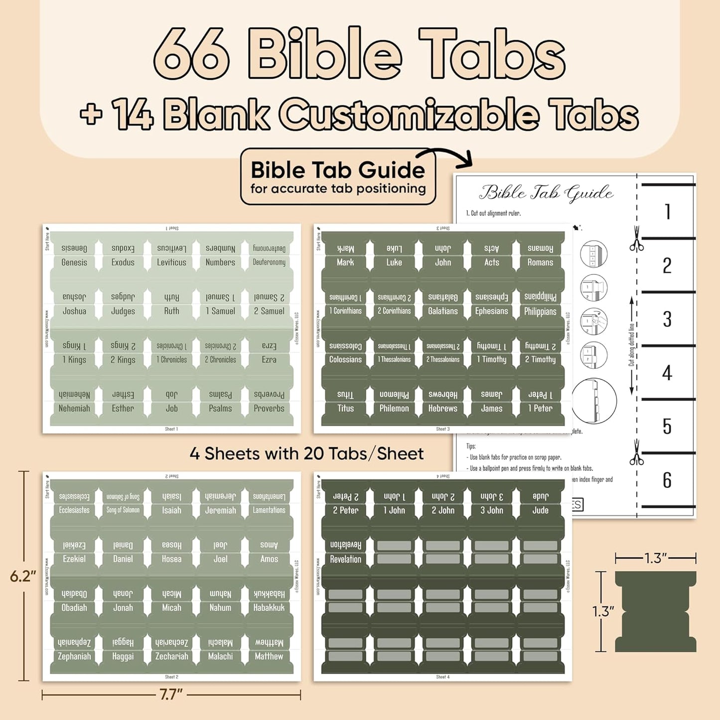 Tab & Verse – Sage Green Solid Color Bible Tabs