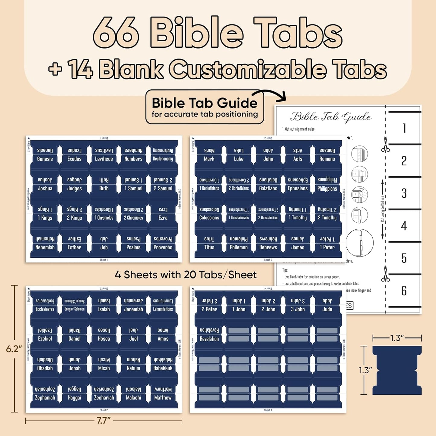 Tab & Verse – Navy Blue Solid Color Bible Tabs