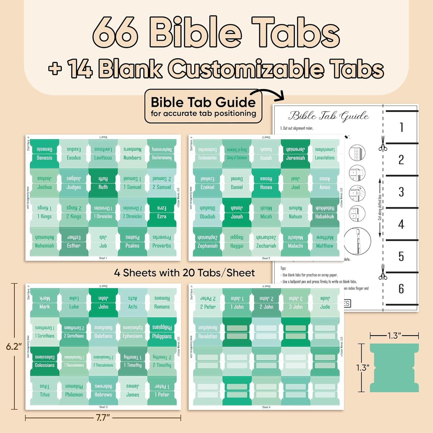Tab & Verse – Jade Solid Color Bible Tabs