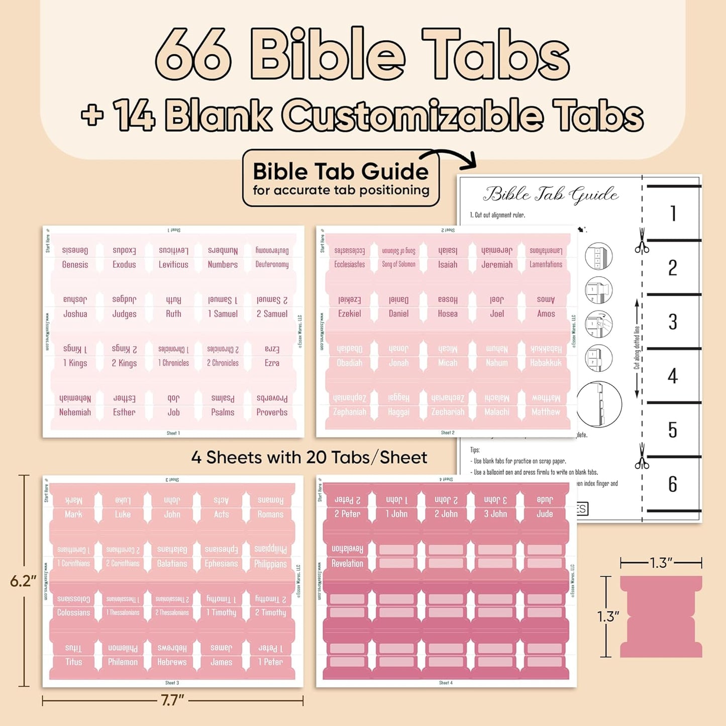 Tab & Verse – Pink Solid Color Bible Tabs